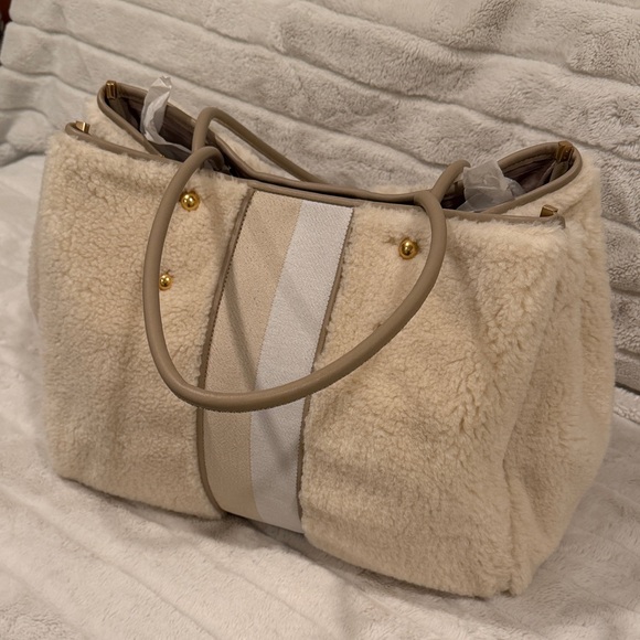 Kate Spade Cream Shearling Tote with Gold Accents - Picture 2 of 5